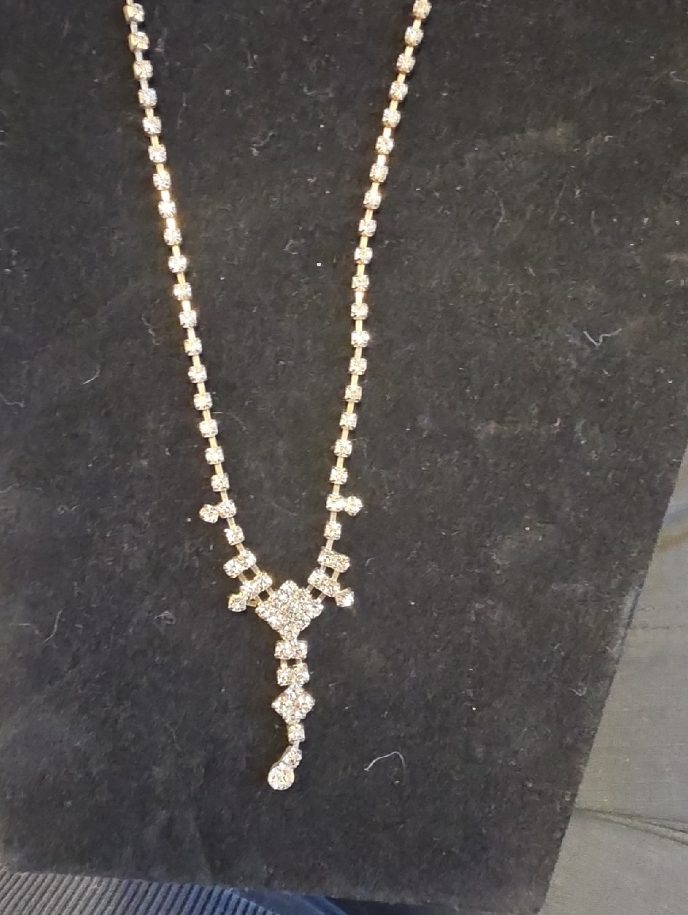 Elegant Gold-Tone Cubic Zirconia Drop Necklace - Gold